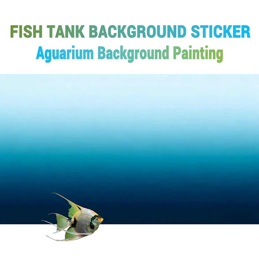 White Blue Gradient, Fish Tank Background Painting, Aquarium Painting Sticker, Front Self-Adhesive, Landscape Ornaments
