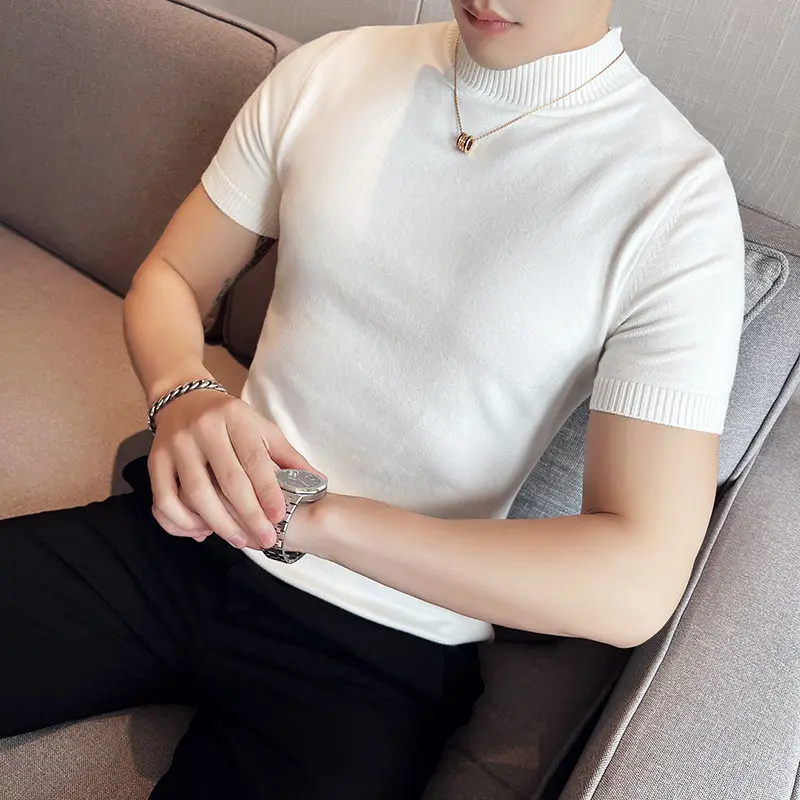 

Slim Fit ort Sve Вязаный свитер Base irt для мужчин Высокий воротник Цвет Лето Осень Маленький размер XS Футболка Молодежная повседневная...