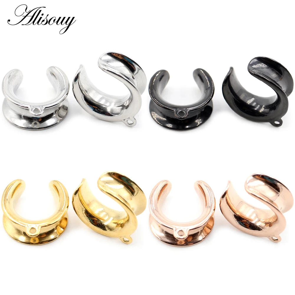 Alisouy 1 ud. Túnel de acero inoxidable redondo de 6-25 mm para perforaciones DIY, expansor, calibrador, arete, joyería corporal