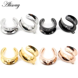 Alisouy 1pc 6-25mm Stainless Steel Round Saddle DIY Ear Tunnel Plug Expander Stretchers Gauges Earrings Piercing Body Jewelry