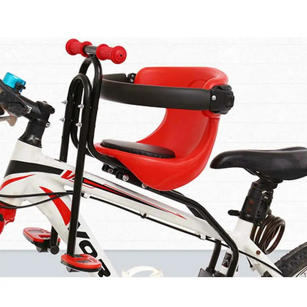 Kids Baby Seat Chair Child Front Mount Seat Carrier w/ Guardrail Foot Pedal for Road Bike Folding