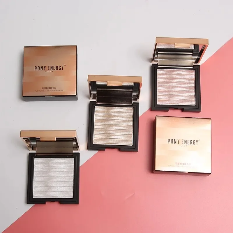 PONY ENERGY Pena Sensação Sedosa Marcador Pó Paleta Champanhe Iluminador Luminoso Contorno Glitter Polarizador Maquiagem