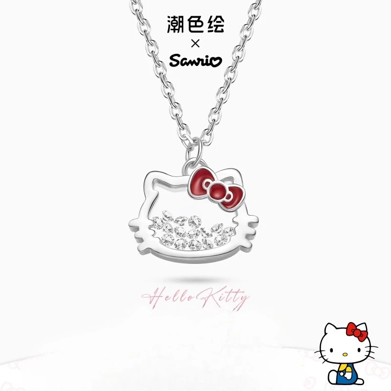 

Настоящее ожерелье из стерлингового серебра Sanrio KT с росписью Tide Joint Sanrio KT, аксессуары в стиле аниме для девочек
