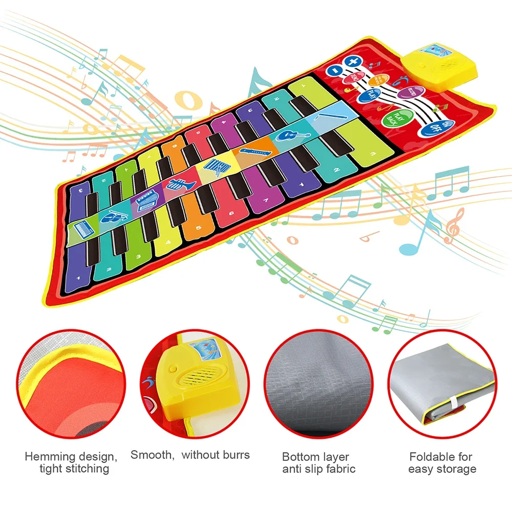 Kids Musical Piano Mat Toddle Mat Dance Mat Duet Keyboard Play Mat 20 Keys with 5 Paly Modes 8 Instrument Sound Educatinal Toys
