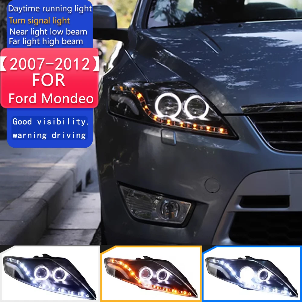 

Автомобильный Стайлинг, фары для Ford Mondeo 2007-2012, светодиодные фары с динамическим сигналом DRL Hid, биксеноновые автоаксессуары