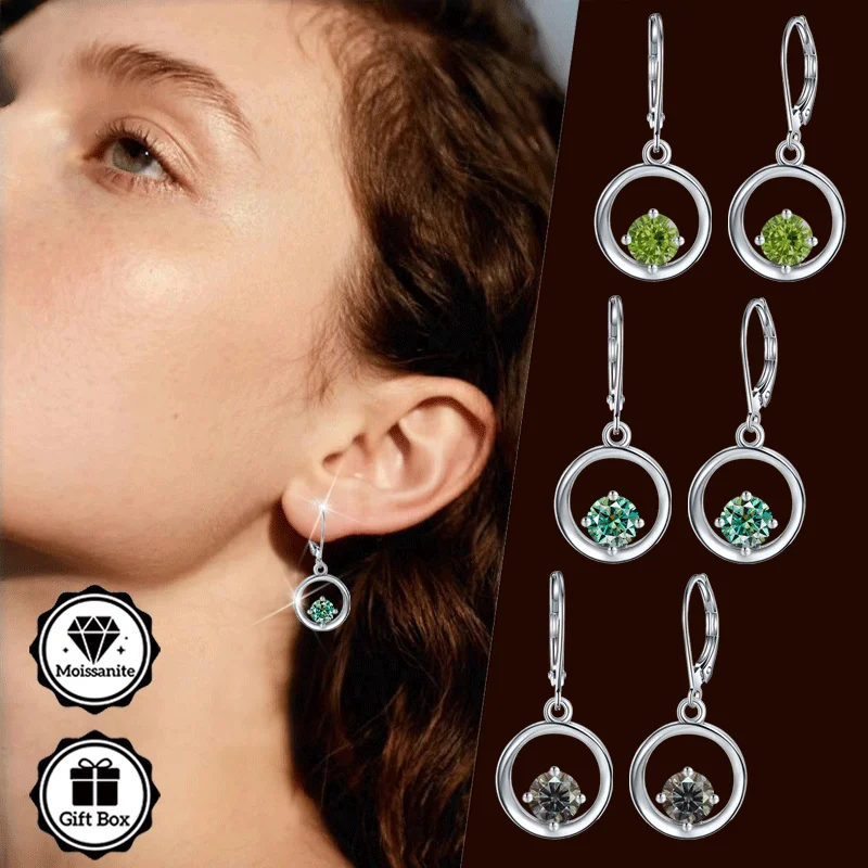 

Ювелирные изделия LAMVOICE для женщин/серьги с 1-каратным муассанитом, гипоаллергенные серьги-крючки, рождественский подарок для ювелирных изделий высокого качества