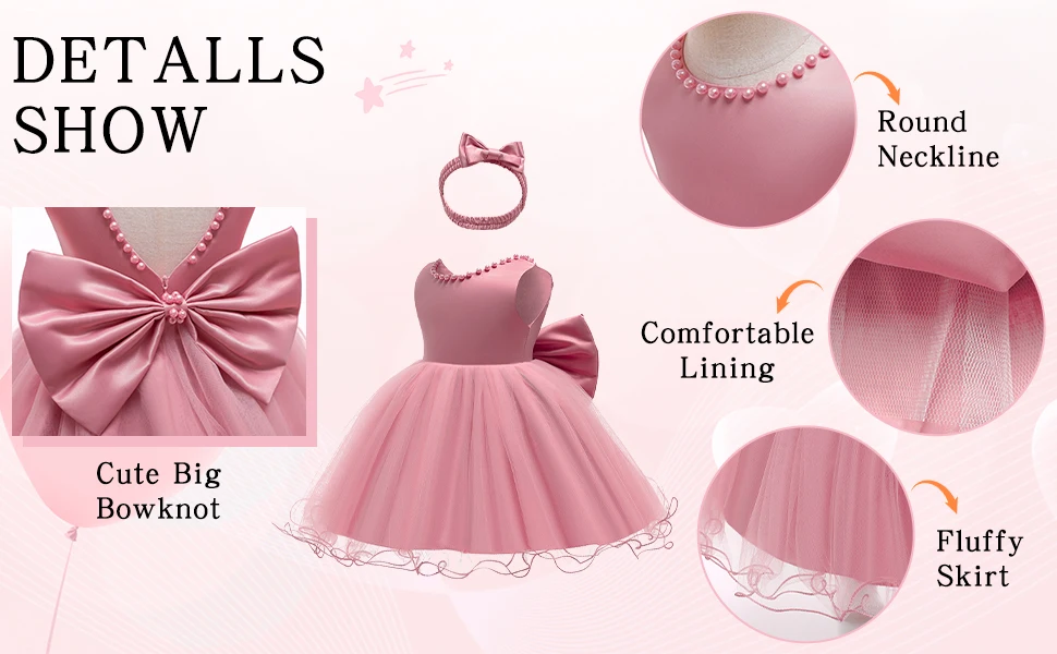 Baby Weihnachten Kostüm Taufe Prinzessin Kleid Für Baby Mädchen Hochzeit Kinder Kleinkind 1. Geburtstag Party Kleid Neugeborene Kleidung – Detail 3