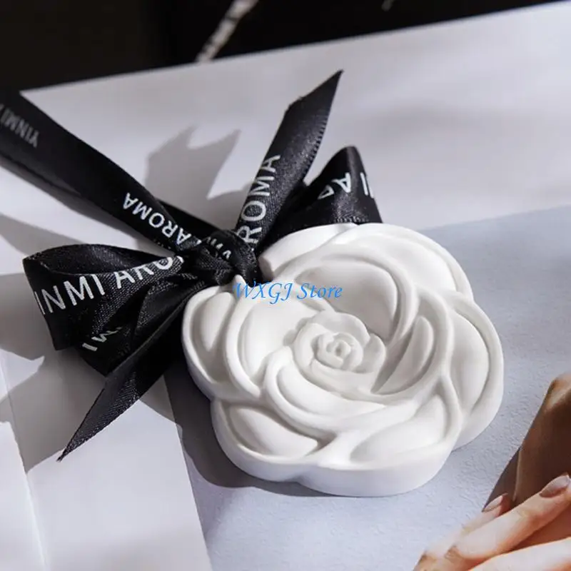 

37JE Breathable Elegant Vehicle Scent Tablet With Long Lasting Aromatherapies None Toxic Gypsum Component Camellia Decoration