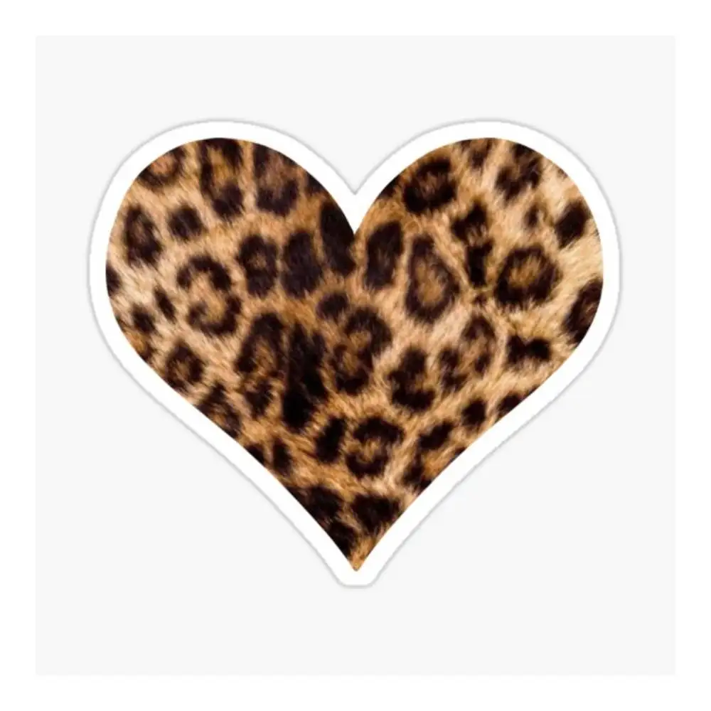 Leopard Print Heart Sticker Ersonality Decoration Car Electric Car Helmet Rear Windshield Body