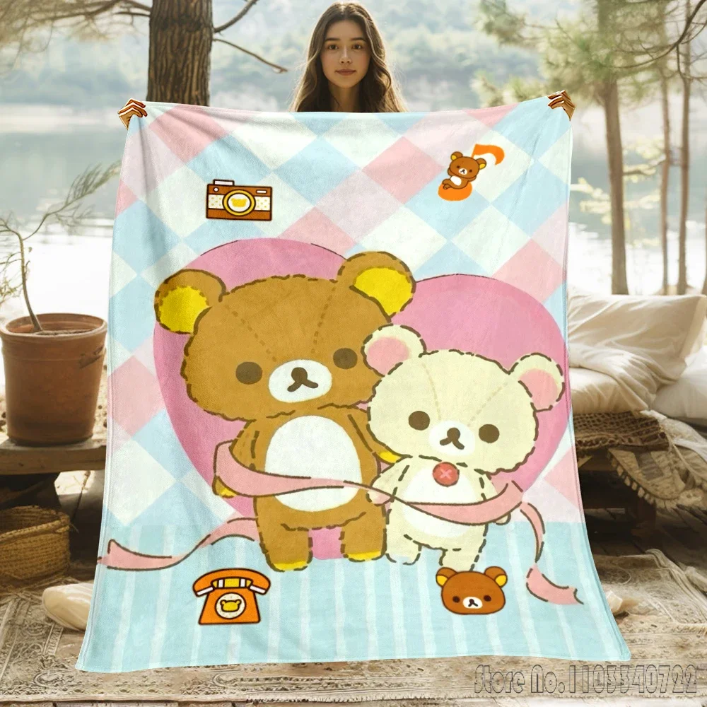 Rilakkuma Cute blanket to keep warm birthday gift to keep warm blanket super cute thin blanket Portable Anti-Pilling Picnic