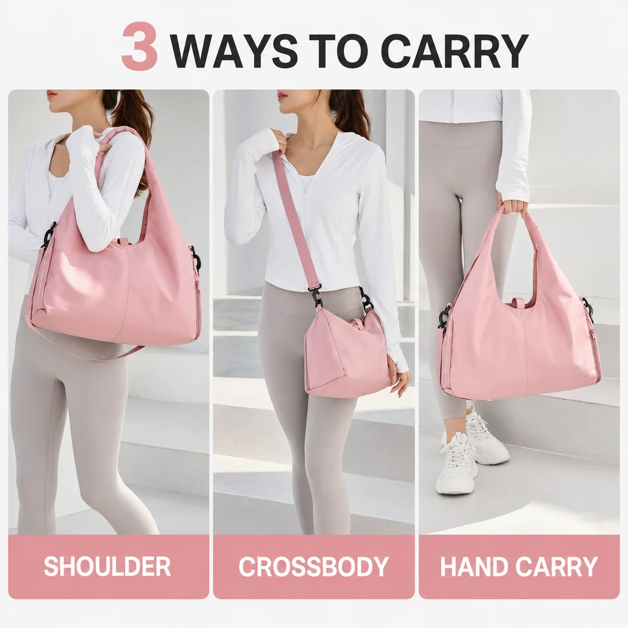 Women’s Travel Gym Bag with Shoe Compartment, Lightweight Water-Resistant Weekender Duffel for Yoga Swimming Carry-On