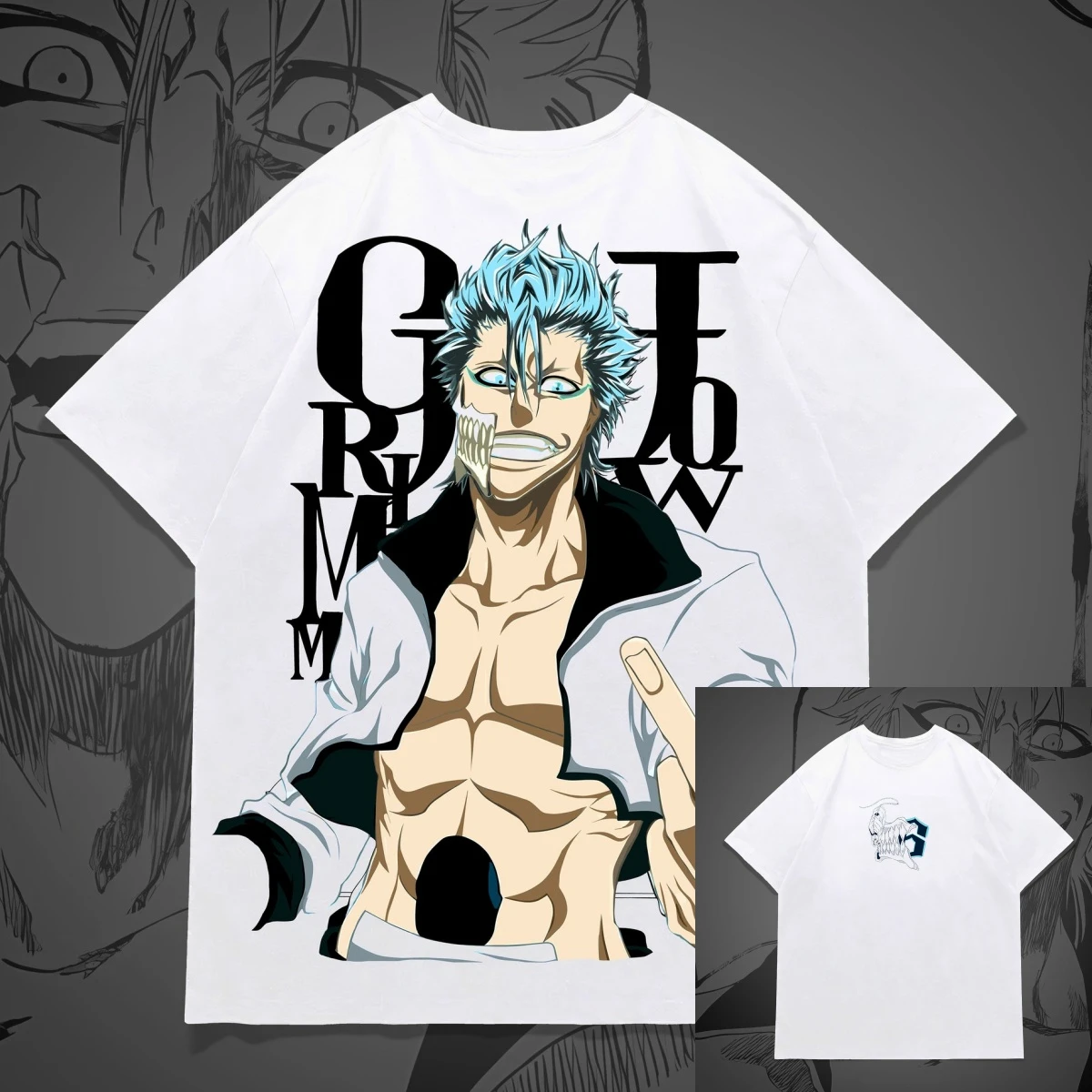 Camiseta de Anime Oversize Art BLEACH Grimmjow Sexta Espada, 100% Algodón, Diseño Gráfico, para Hombre, Mujer y Niños, Ropa Urbana de Verano
