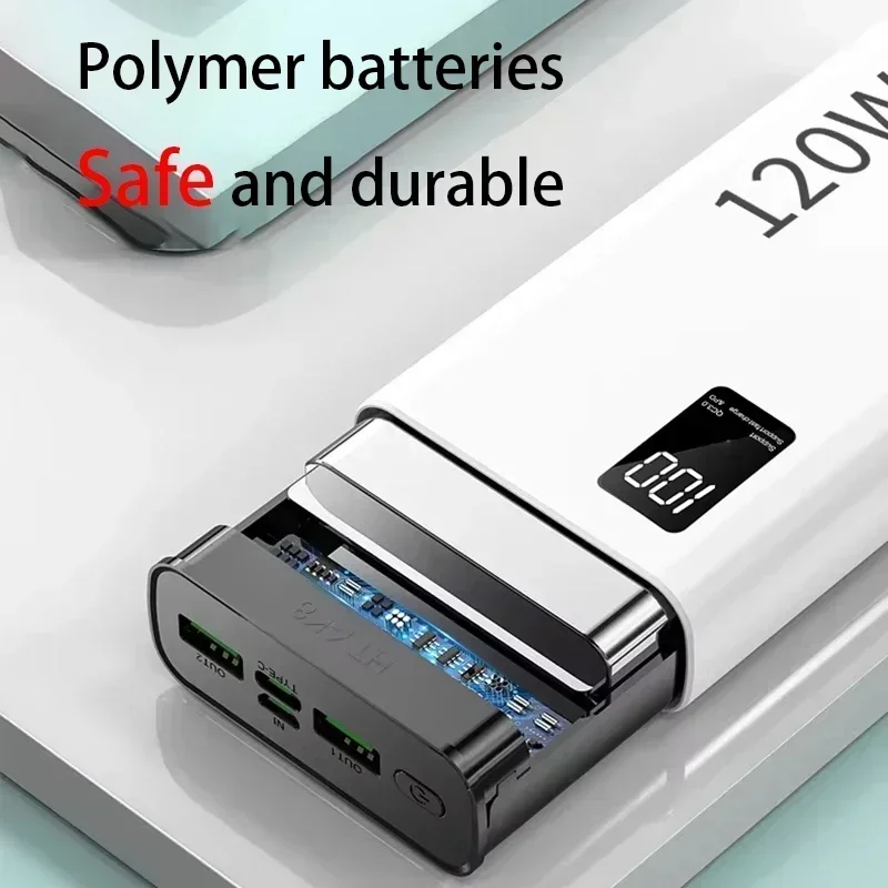 VIVO 500000mAh Power Bank 120W Super Fast Charging Powerbank LED Digital Display Portable External Battery For Iphone Samsung