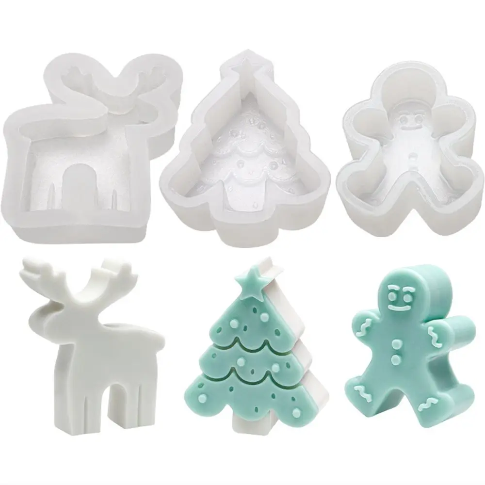 Supplies Soap Making Clay Tools Cake Resin Mold Christmas Candle Mold Snowman Tree Gingerbread 3D Art Wax Mold Silicone Mould