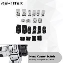 Motorcycle 10Pcs Hand Control Switch Housing Buttons Caps Black Chrome For Harley Touring Street Electra Glide FLHX 1996-2013