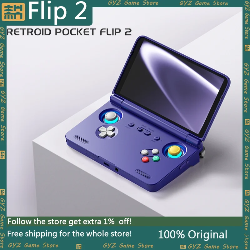 

In Stock Retroid Pocket Flip2 Android SD865/D1100 5.5”1080p OLED WIFI6 Handheld Portable Gaming Console With Hall Rockers Custom