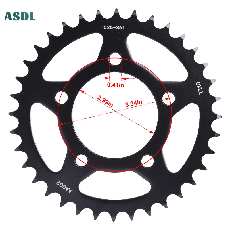 525 Chain 36T 16T Motorcycle Front and Rear Sprocket for Benelli 1130 Tornado Naked TRE R 2007-2009 2016 1130 TRE K 2011-2012