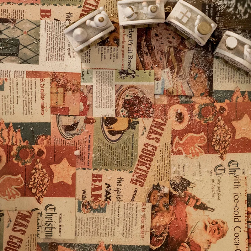 مادة موضوع عيد الميلاد العتيقة ، مذكرات زخرفية ، سكرابوكينغ ، لوازم مشغولات يدوية ، 50 ورقة خلفية