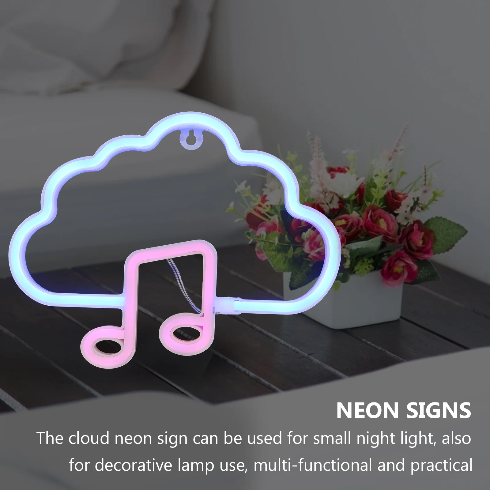 Wolken-Neonschild, Musiknote, USB-betrieben oder helle LED-Lampe aus Kunststoff für Schlafzimmer