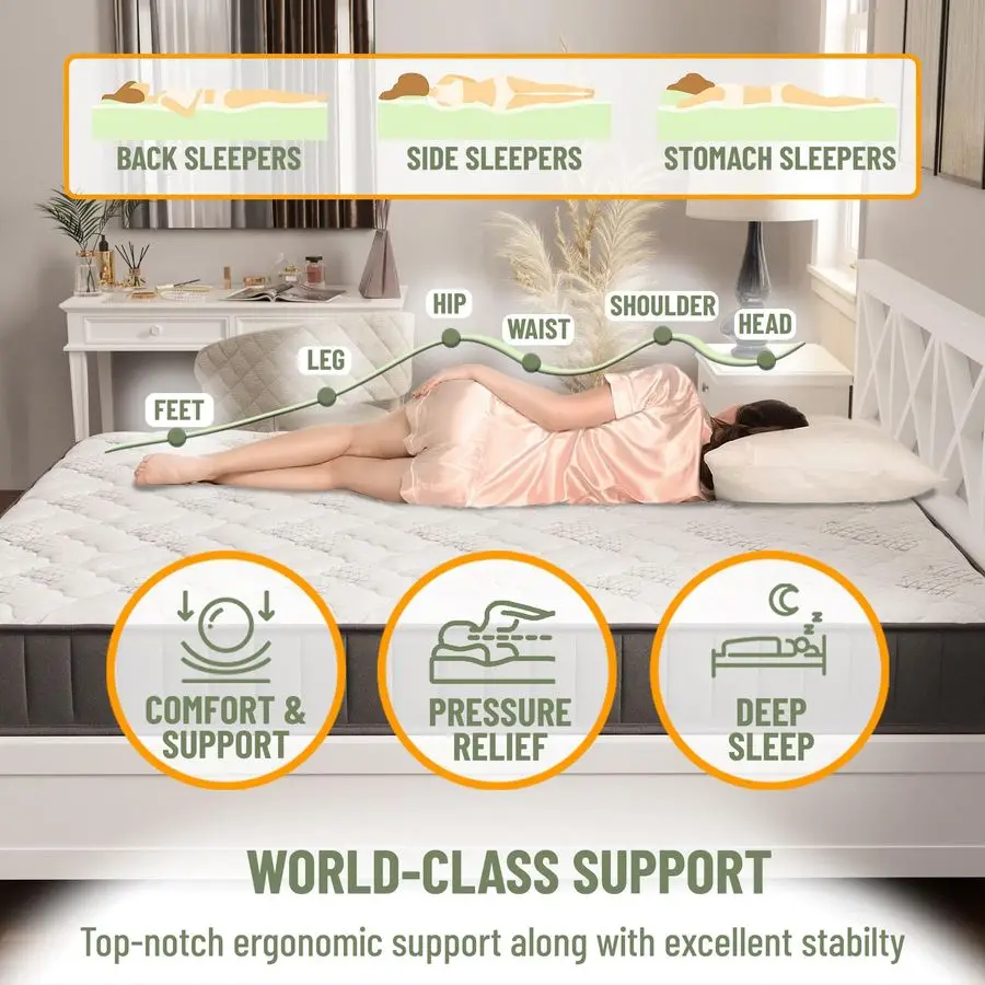 9 مرتبة هجينة مزدوجة مصنوعة في الولايات المتحدة الأمريكية ملفات جيب فردية amp CertiPURUS سرير خالي من الألياف الزجاجية في صندوق