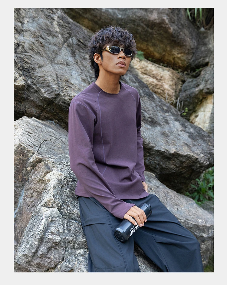 Herren Performance-T-Shirt mit Rundhalsausschnitt und langen Ärmeln – UPF50+ Sonnenschutz, 7A antibakteriell & schnelltrocknend für Sport- und Outdoor-Aktivitäten – Detail 18