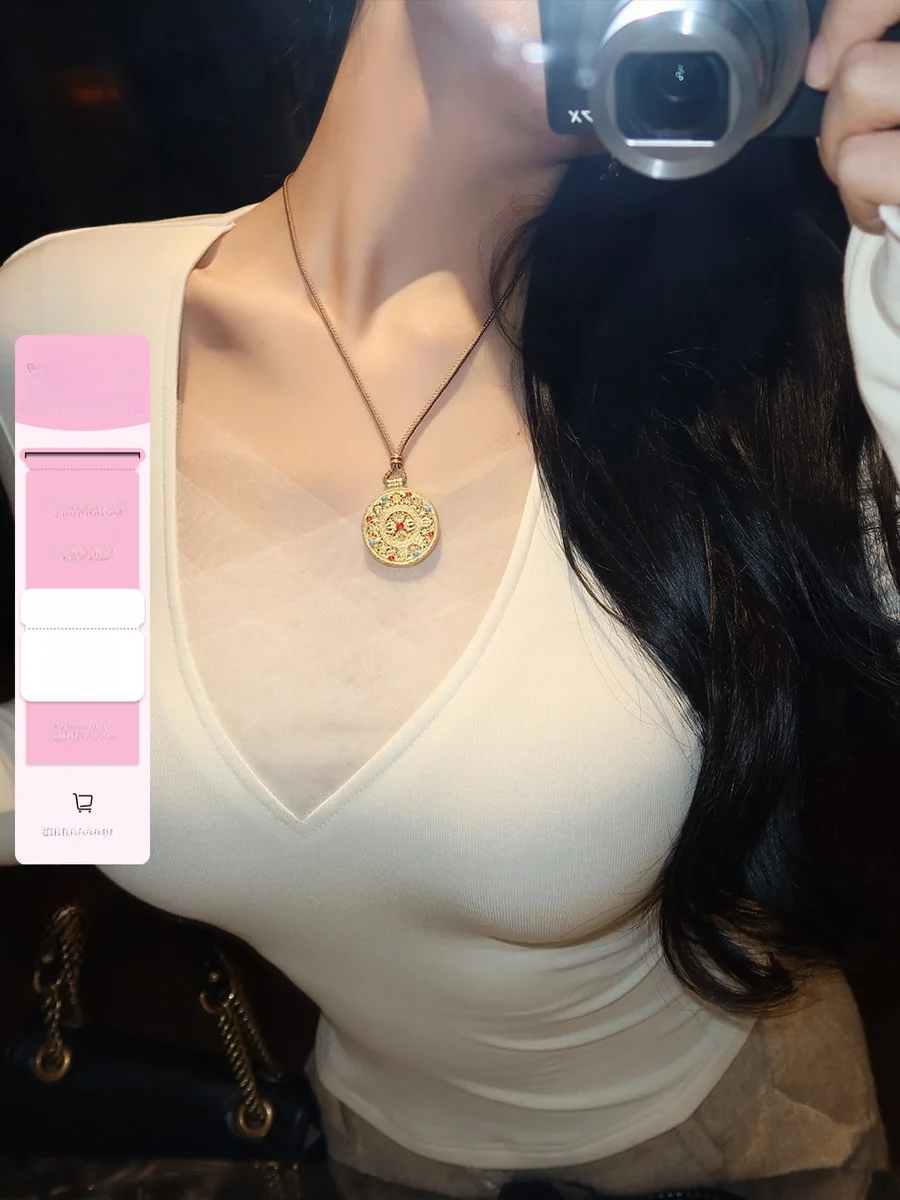 

Женская вязаная футболка Pure Desire Cherry с V-образным вырезом, длинными рукавами, утепленная, приталенного кроя, зимний модный топ