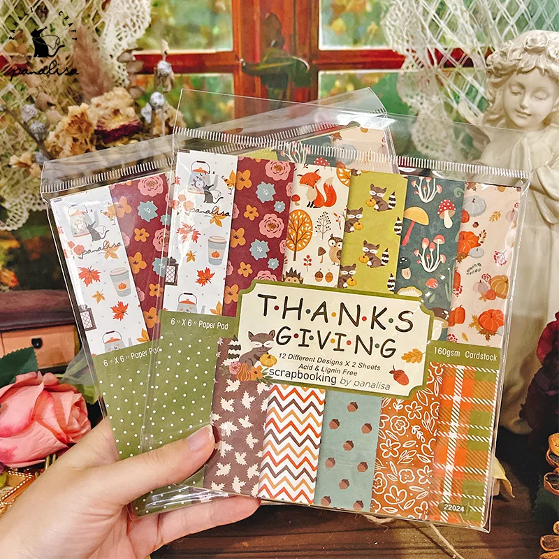 DIY Photo Album Scrapbooking Paper Ledger Materials Cute Autumn Thanksgiving Background Paper Pattern Paper - Image 2