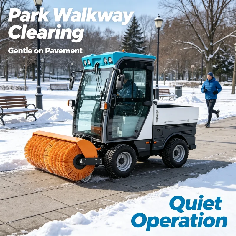 Heavy Ride On Snow Sweeper With Wide Rotary Brush And Hydraulic Control For Industrial Parks Roads And Large Parking Areas