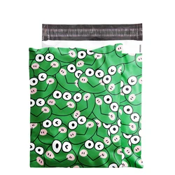 100Pcs Frog Cartoon Envelope Mailer Postal Mailing Bags Green Clothing Transport Logistic Courier Post Pouch Express Packing Bag