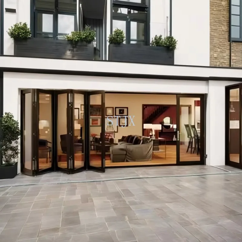 Retractable PVC Accordion Gate High Durability Hurricane Proof Aluminum  Glass  Bifold  Folding  Door  Secure  Energy  Efficient