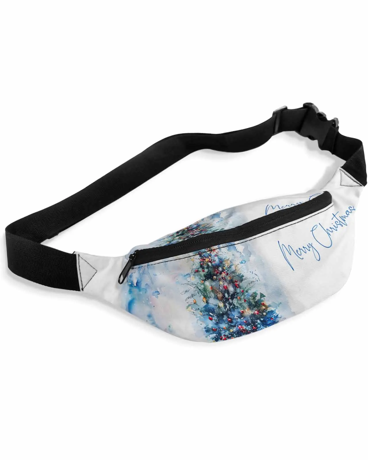 Christmas Watercolor Christmas Tree Gift  Men Women Waist Bag Fanny Pack Phone Belt Bag Wallet Pouch Waterproof Banana Hip Bags