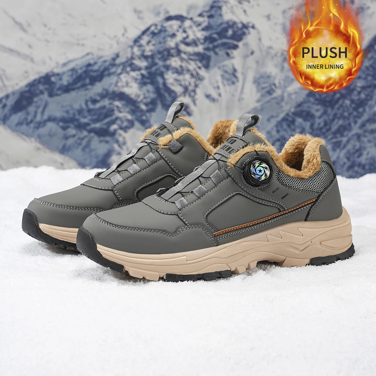 Herren-Sportschuhe in großen Größen mit Plüsch-Innenfutter, Outdoor-Wanderschuhe, bequeme, lässige, modische Trainingsschuhe für Paare – Detail 13