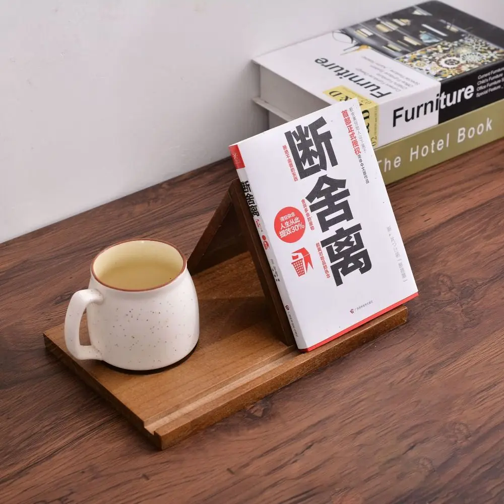 حامل قراءة خشبي قابل للإزالة مصنوع يدويًا على شكل بومة متعددة الوظائف مع حامل أكواب وقارئ قوي لراحة الكتب #3