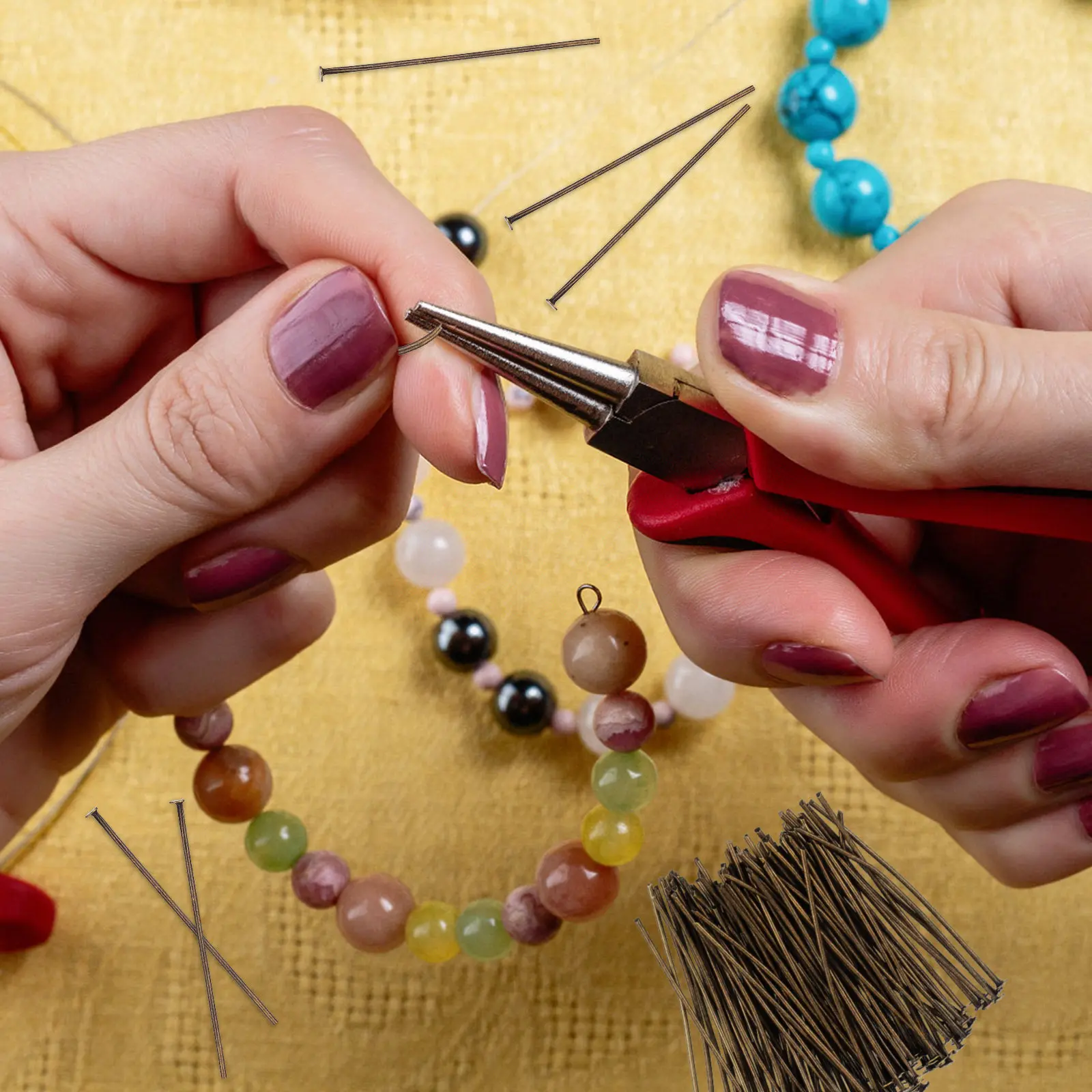 

Набор для изготовления украшений: шпильки с головкой и глазком для бисероплетения, в ассортименте цветов, простые в использовании, железные шпильки для браслетов и ожерелий своими руками