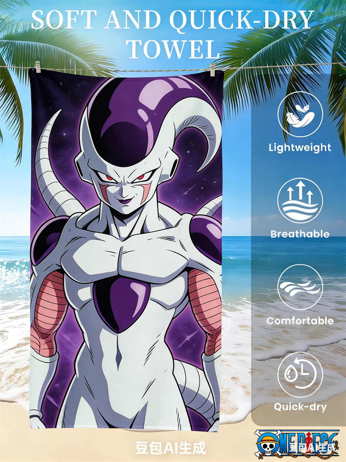 Dragon Ball Beach Towel, Anime Fan Favorite Vegeta Super Saiyan Blue Print Quick-Dry Towel for Beach, Pool and Anime Enthusiasts view 2