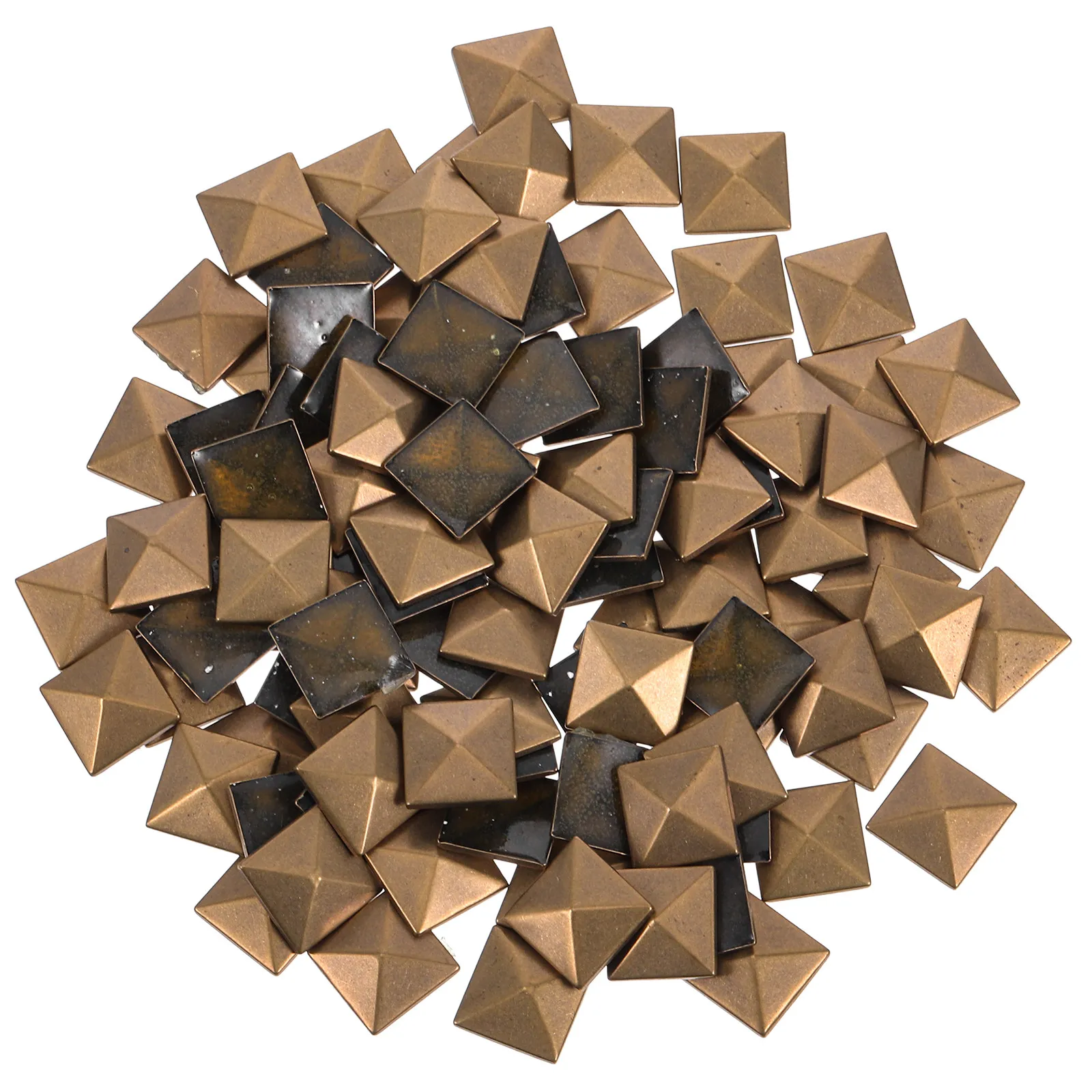 

100Pcs Metal Copper Pyramid Spike Flatback Rivet Studs 9x9cm for Clothes Bags Shoes DIY Accessories Copper Studs