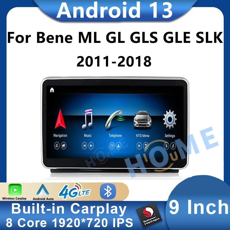 

Автомагнитола Qualcomm Carplay, мультимедийный плеер для Mercedes Benz ML W166 GL X166 Class GLK GLS GLE SLK SLC Android 13GPS 4G