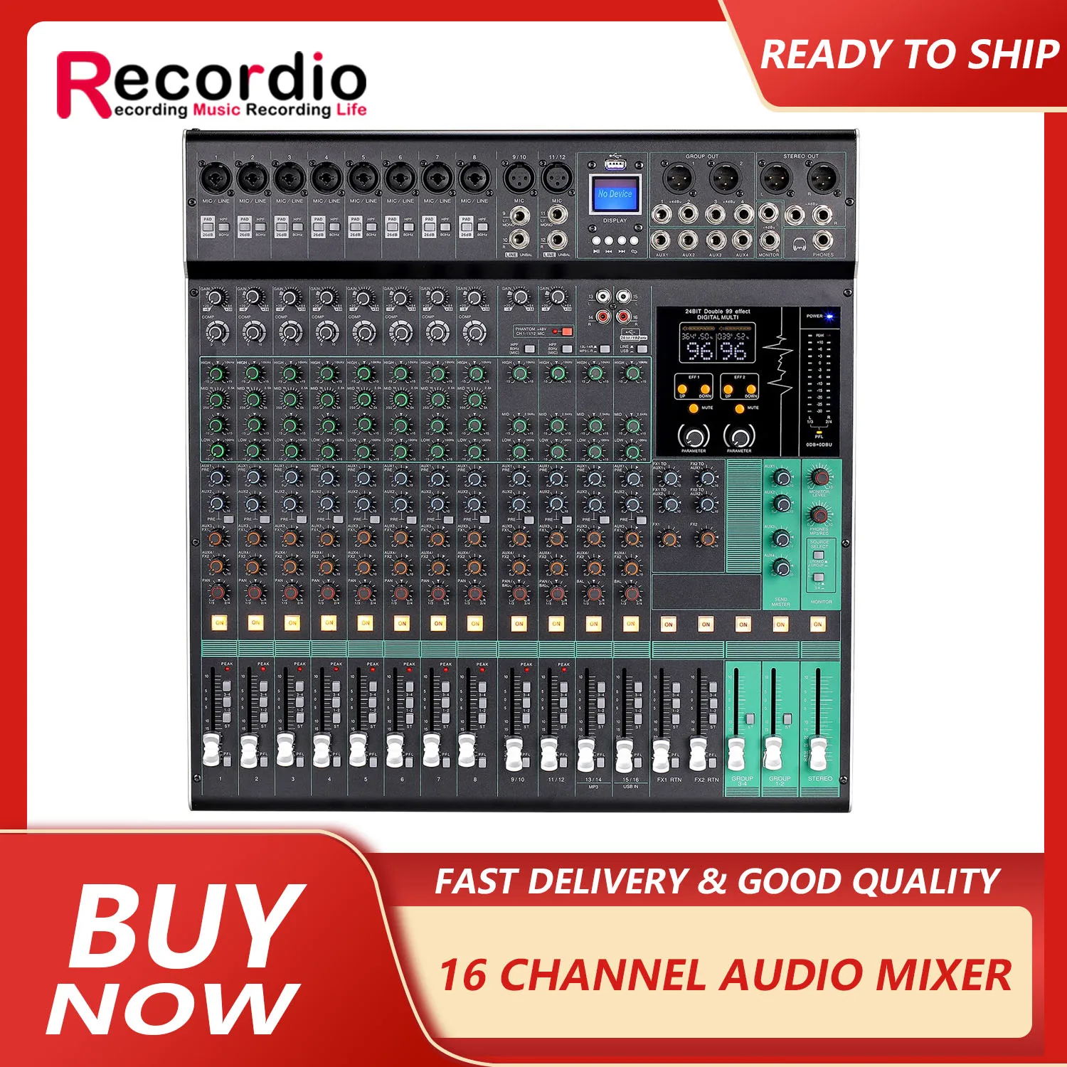 GAX-NX16 Audio Mixer For Stage With 4 AUX Sending And MP3 Playback Function Dj Mixer