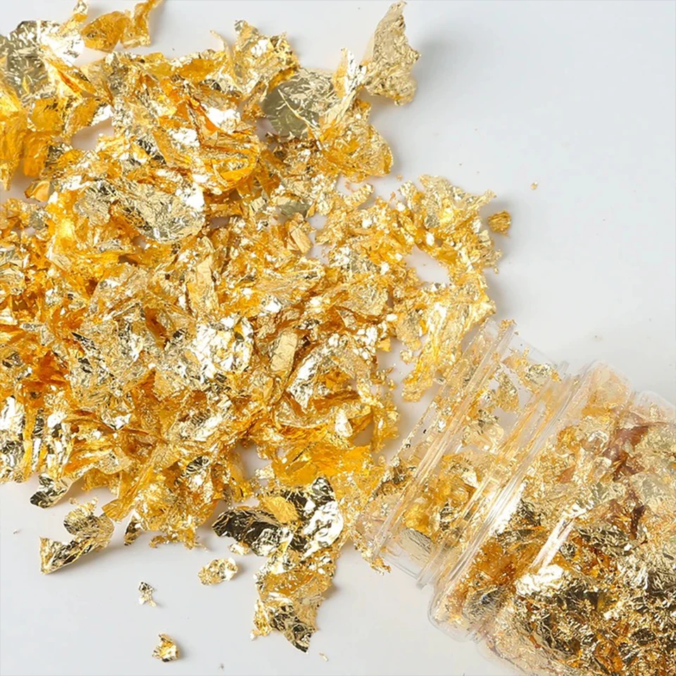 1 Caja de Papel de Láminas de Arte de Uñas Irregular Dorado y Plateado, Brillantina, Hojas de Oro, Fragmentos de Láminas de Séquin, Decoración DIY de Manicura 4