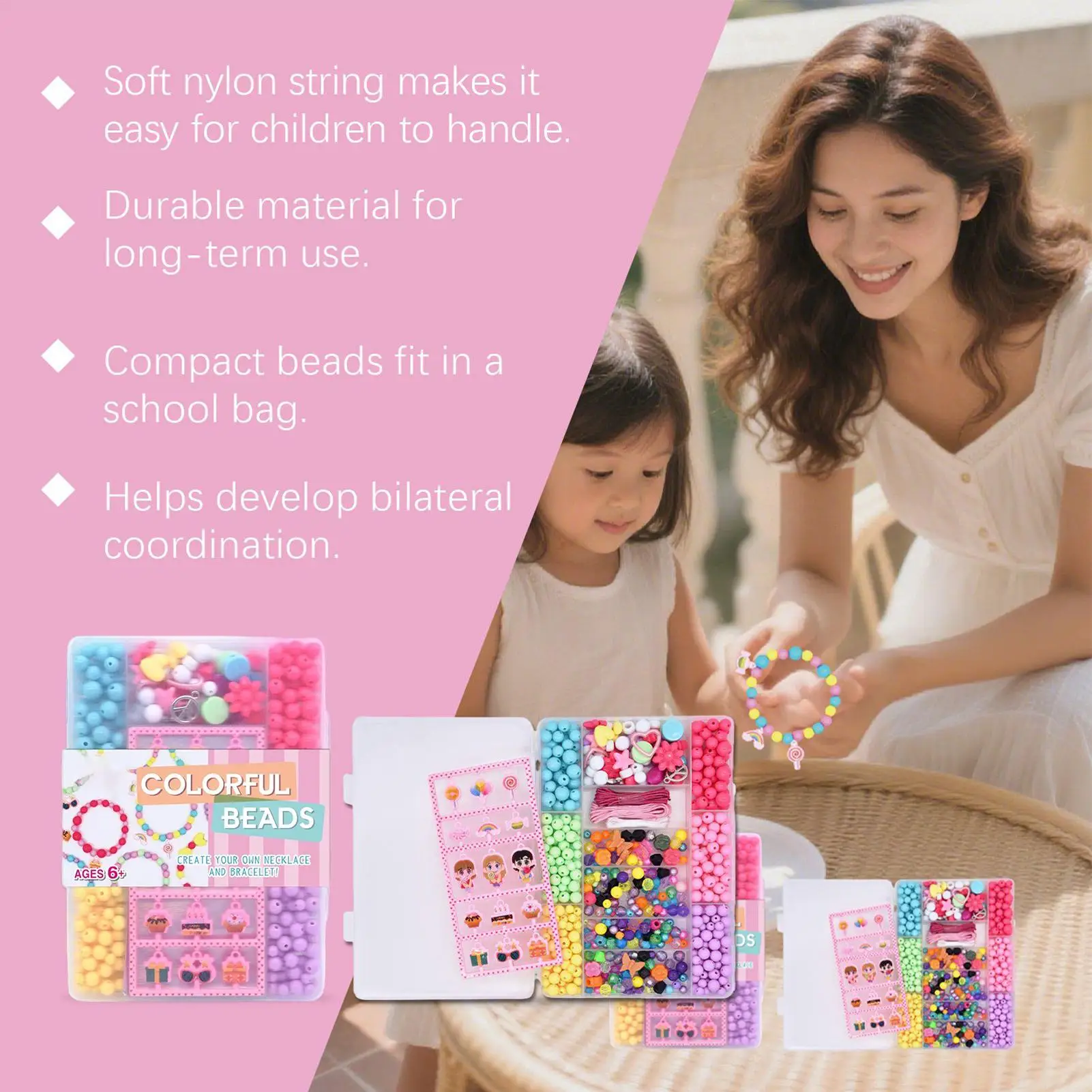 Armband maken Kit Kralen Kralen Set voor armbanden Creatief knutselen Projectbenodigdheden Speelgoedset voor dochter Kinderen Peuter Jongens