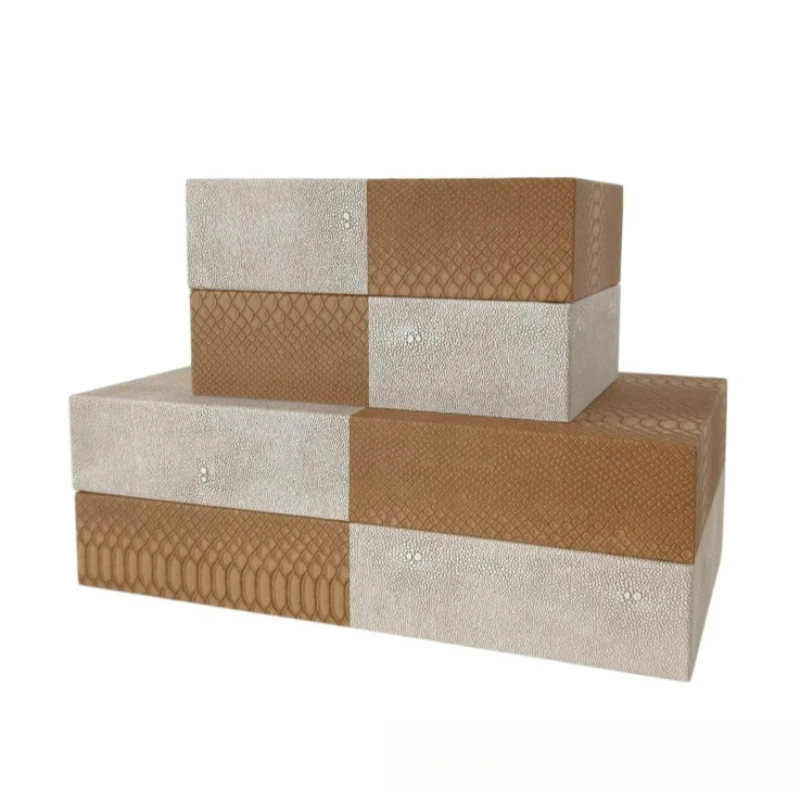 Leather Jewelry Box New Chinese Style Jewelry Organizer Boxes Double Color Ring Bracelet Storage Box Modern Room Decoration Case
