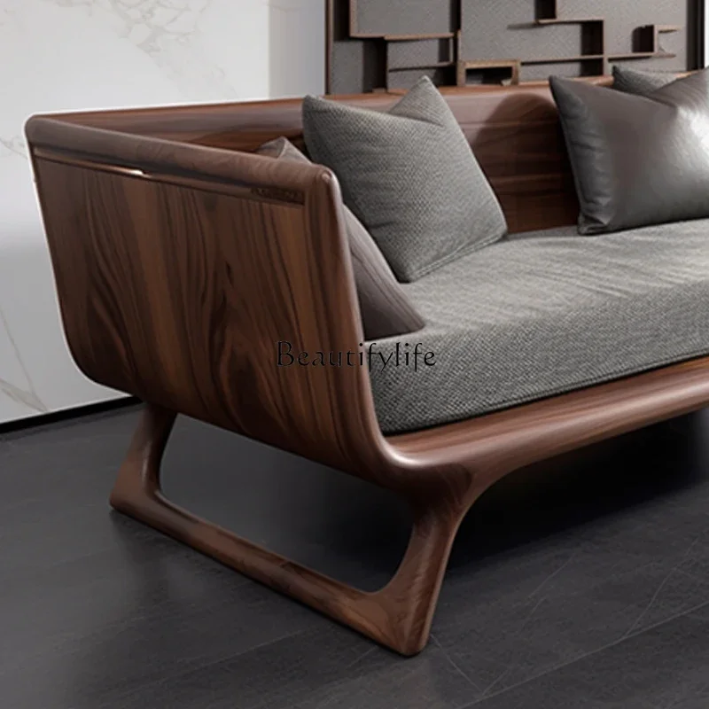 54New Chinese-style North American black walnut Arhat bed solid wood sofa