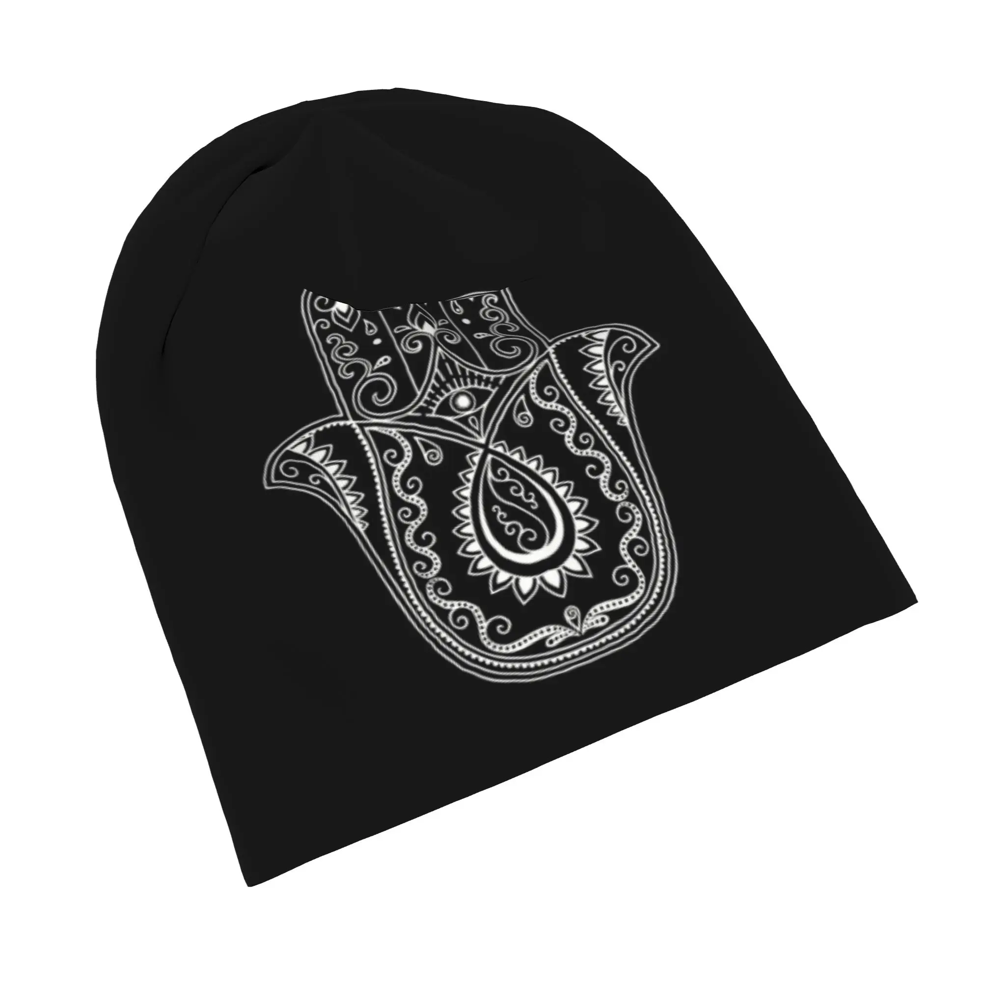 Hamsa Evil Eye Bonnet Hats Casual Ski Hamsa Hand Bohemian Skullies Beanies Hats Men's Women's Warm Multifunction Cap