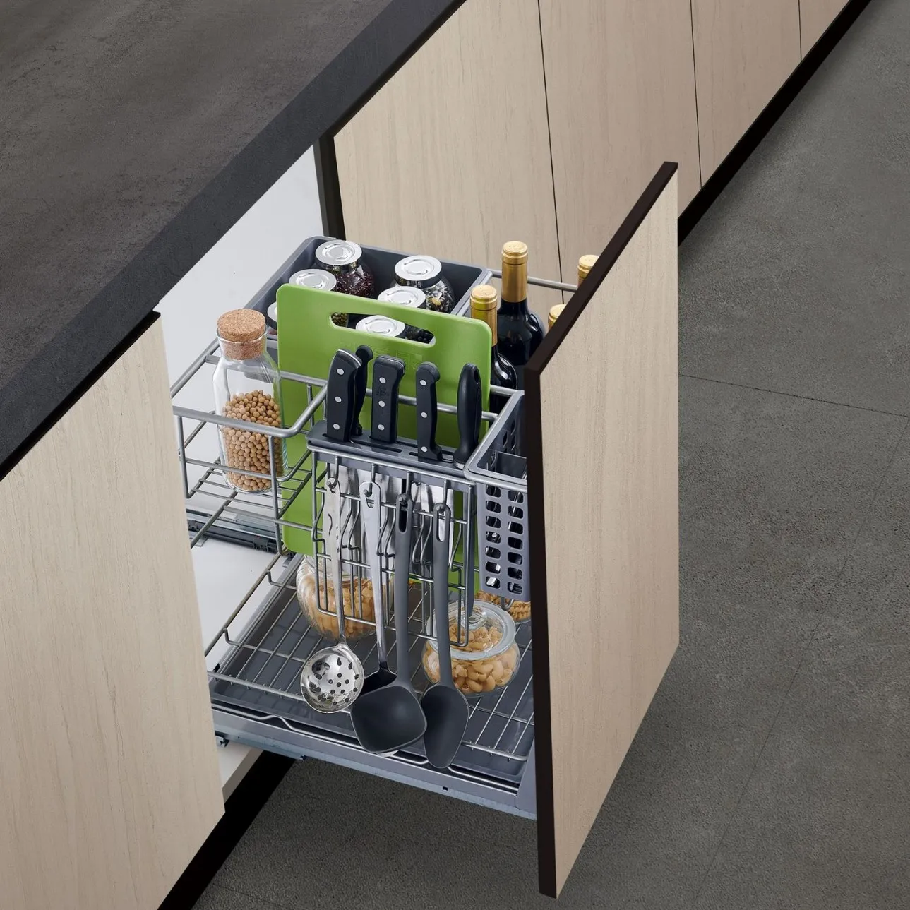 

Nano dry plated cabinet large capacity condiment pull-out basket production seasoning baske storage baskt linear drawer baset