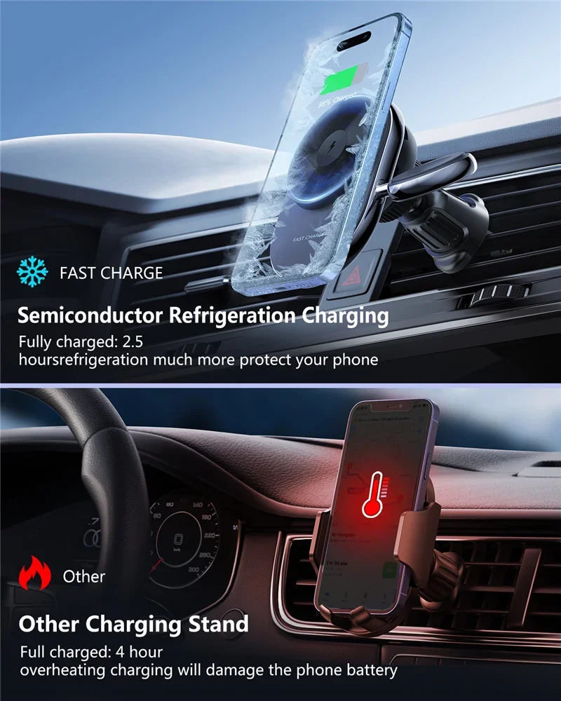 2 In 1 Magnetic Wireless Charger Car Phone Holder Stand For iPhone 15 14 13 12 Pro Max Apple Watch Mount Fast Charging Station