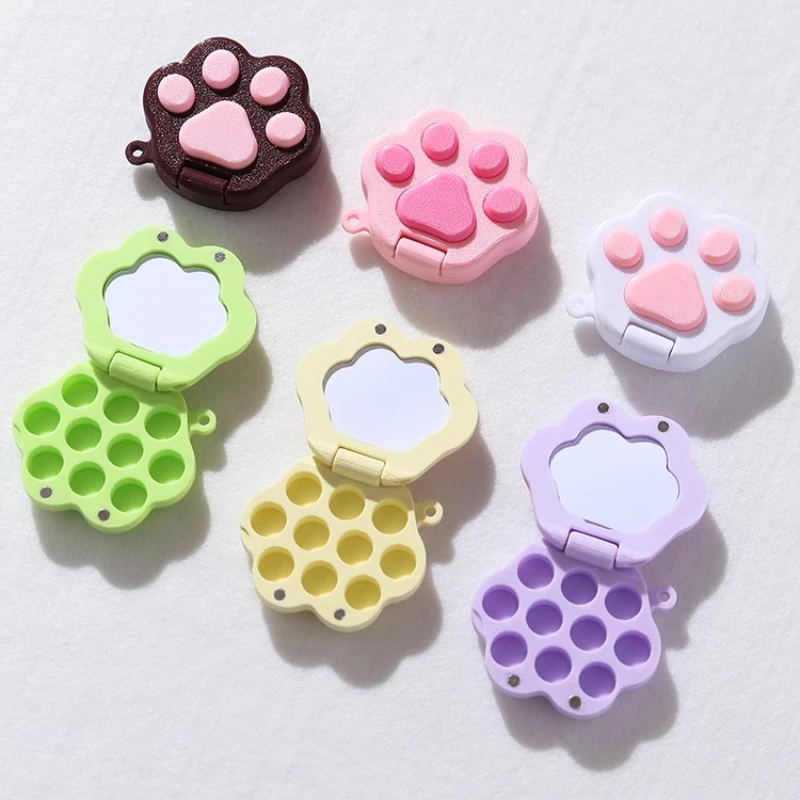 لطيف صغير القط مخلب لوحة المحمولة المائية الصباغ التعبئة صندوق فارغ ثلاثية الأبعاد الطباعة لوحة ألوان مائية صندوق لوازم الفن #1