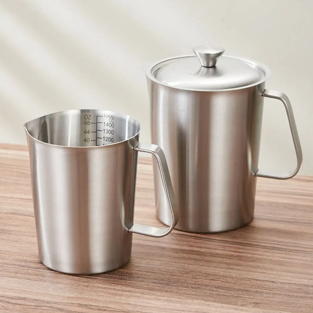 

304 Stainless Steel Measuring Cups Thickened with Lid Liquid Latte Art Cup Large Capacity Inner Scale Design Laboratory Beaker