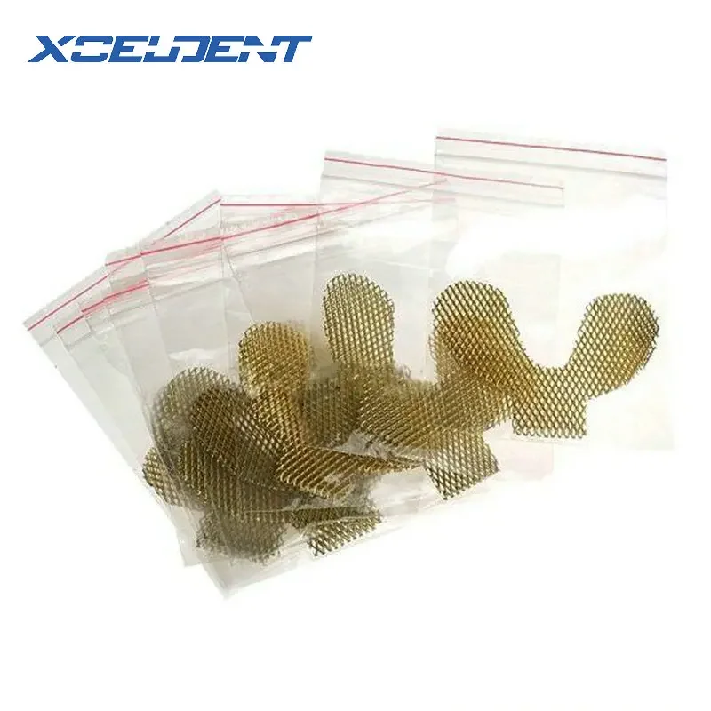 20Pcs/Pack Upper Lower Dental Lab Gold Denture Materials Golden Metal Palatal Reinforcement Mesh For Acrylic Partial Denture