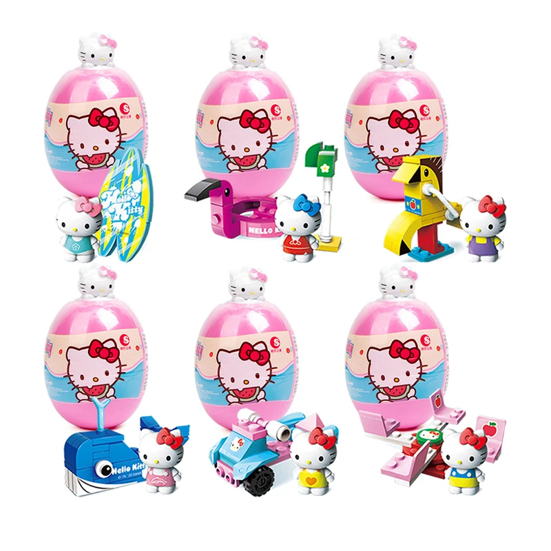 

Набор строительных блоков Sanrio Hello Kitty Sanrio, аниме, кукла, витая игрушка Kuromi, кукла, капсульная игрушка, детские подарки на день рождения, Рождество