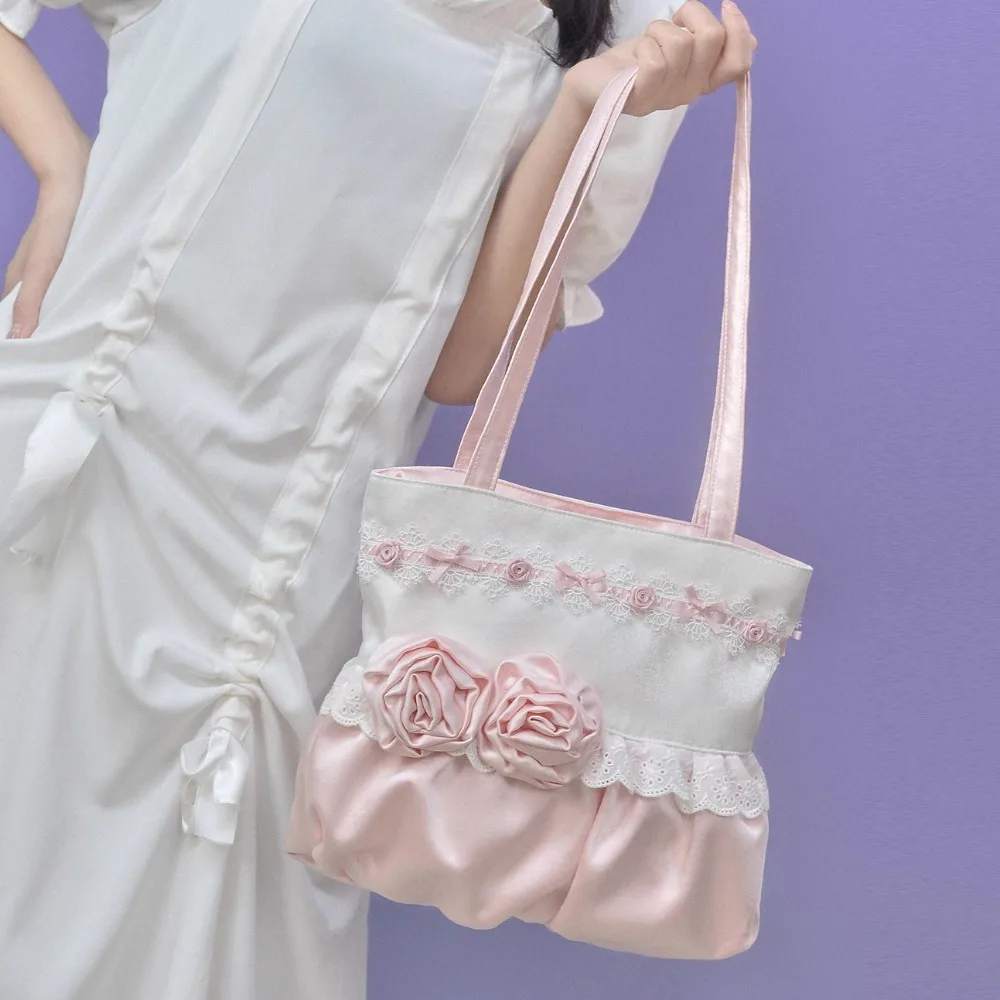 

Sweet 3d Flower Shoulder Bag High Capacity Tote Sac Femme Beautiful Bags for Woman Original Bolso Lolita Bolsos De Mujer